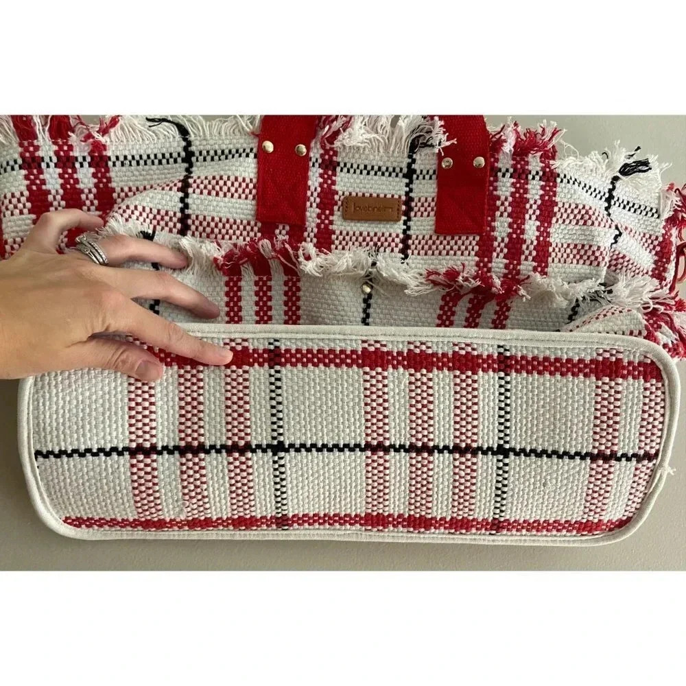 Anthropologie NWT Love Binetti Plaid Woven Tote Bag Large - Picture 4 of 9